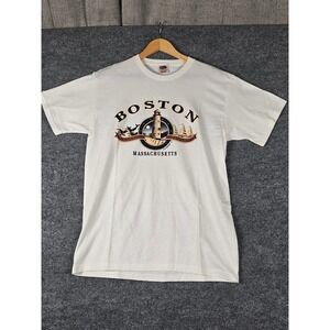 VTG‎ Boston Massachusetts Lighthouse Sailboats Graphic T Shirt Men Medium